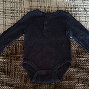 Navy Blue Long Sleeve Baby Onesie